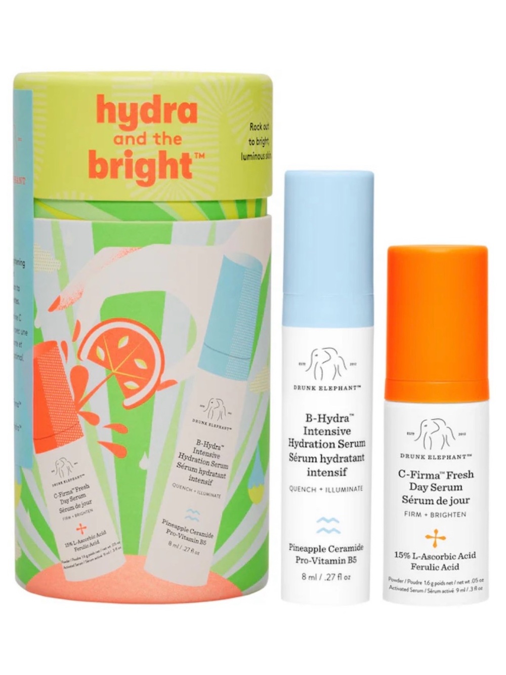 Drunk Elephant Hydra and The Bright Serum Duo